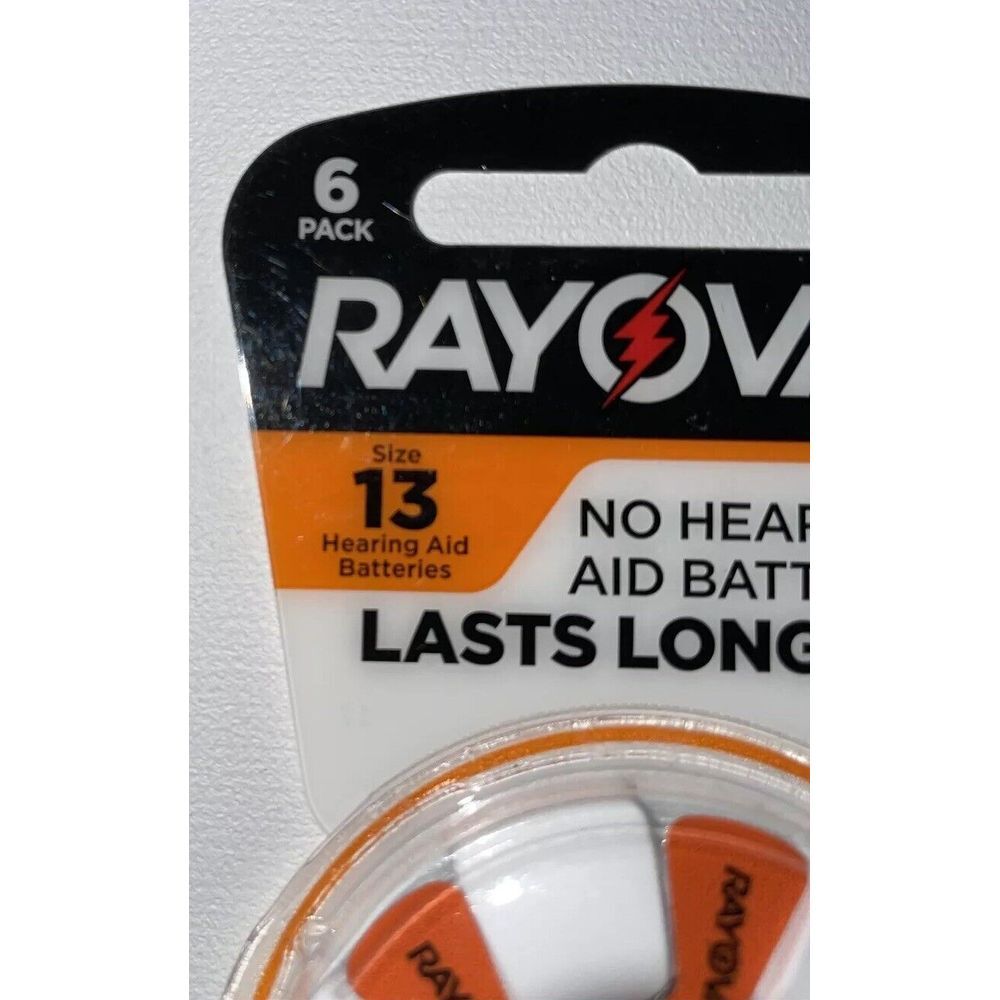 Rayovac Hearing Aid Batteries 6 Pack Size 13 Orange Tab New 1.45V‎ Ex: May 2026 - Picture 4 of 5